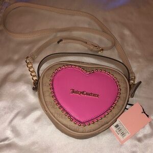 Juicy Couture Cafe Juicy Pink Love Never Dies Heart Crossbody Stud Accents NWT